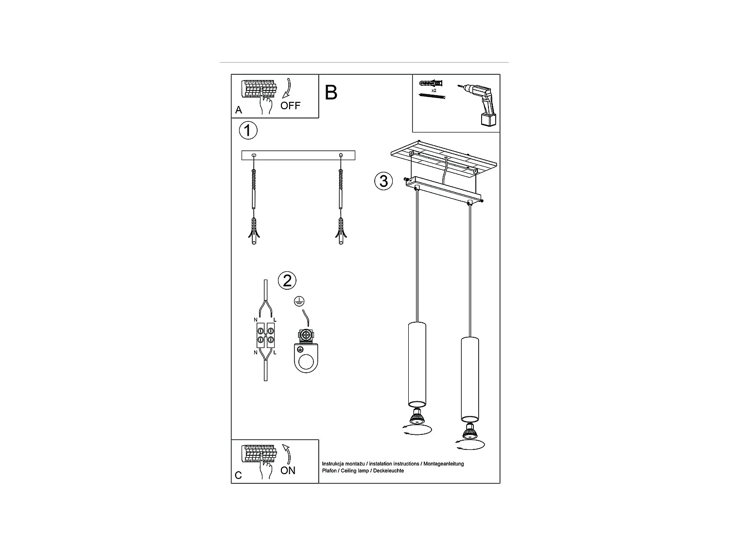 Hanglampen Toris modern van  - 2 lichtbronnen 4000K - L.30 x H.90 cm - gouden glans