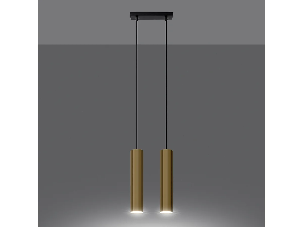 Lampes suspendues Toris moderne en acier - 2 sources lumineuses 4000K - L.30 x H.90 cm - éclat doré