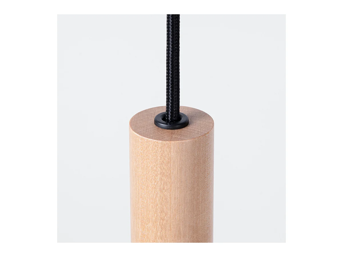 Lampy wiszące nowoczesny Brill, stal/drewno - 3 źródło światła 3000K - L.30 x H.110 cm - drewno