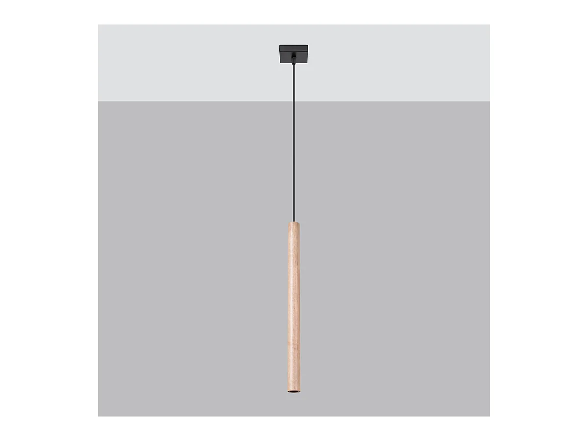 Lampy wiszące nowoczesny Brill, stal/drewno - 1 źródło światła 3000K - L.3.5 x H.120 cm - drewno