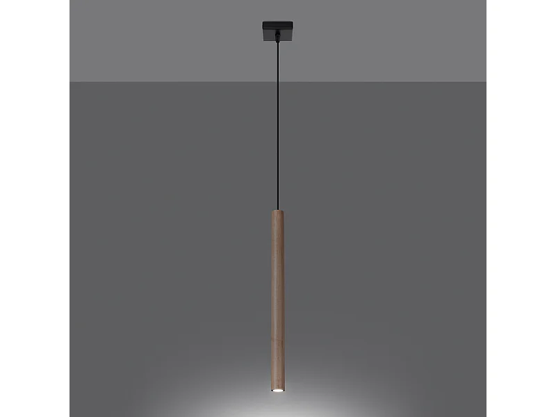 Lampes suspendues Brill moderne en acier/bois - 1 sources lumineuses 3000K - L.8 x H.120 cm - bois