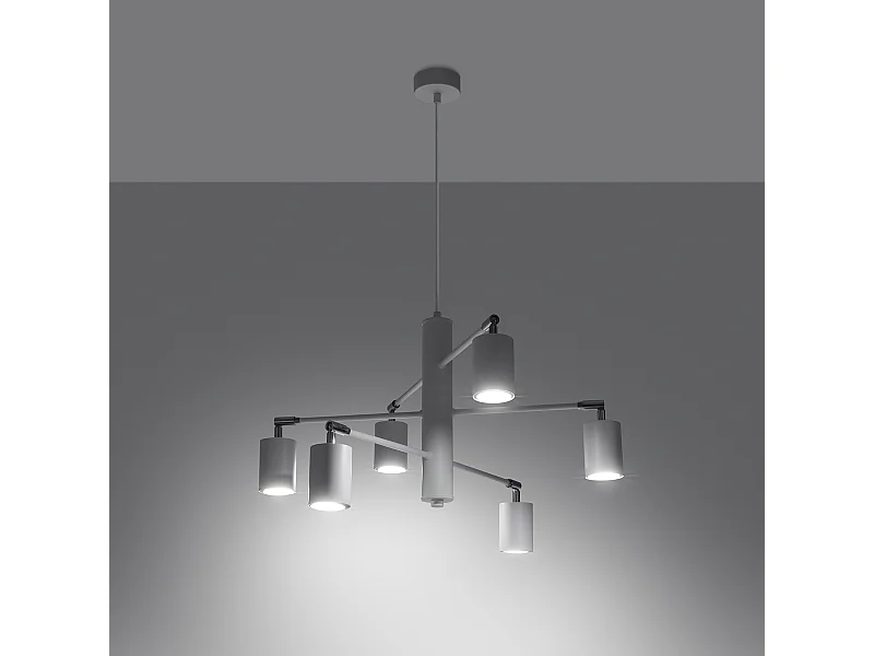 Lustres Torim moderno, aço - 6 fontes de luz 3000K - L.77 x H.125 cm - branco