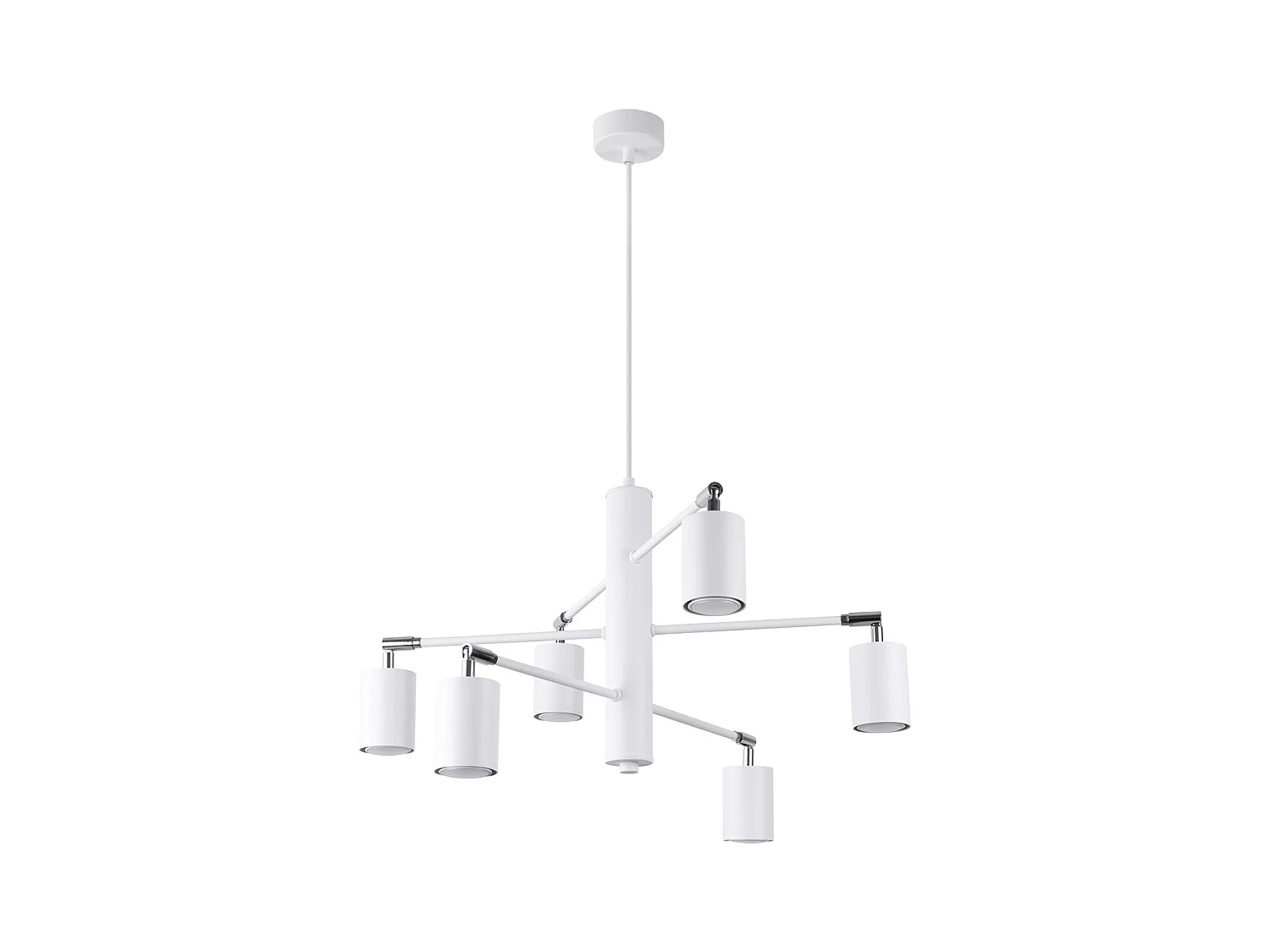 Lustres Torim moderno, aço - 6 fontes de luz 3000K - L.77 x H.125 cm - branco