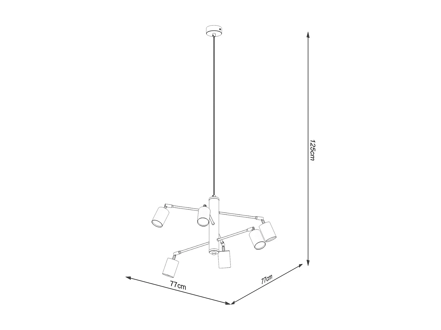 Lustres Torim moderne en acier - 6 sources lumineuses 3000K - L.77 x H.125 cm - blanc