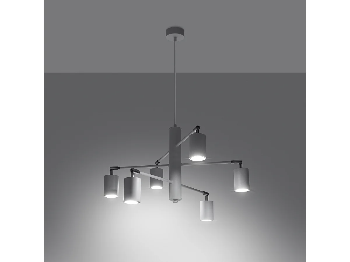 Candelabros Torim moderno de acero - 6 fuentes luminosas 3000K - L.77 x A.125 cm - blanco
