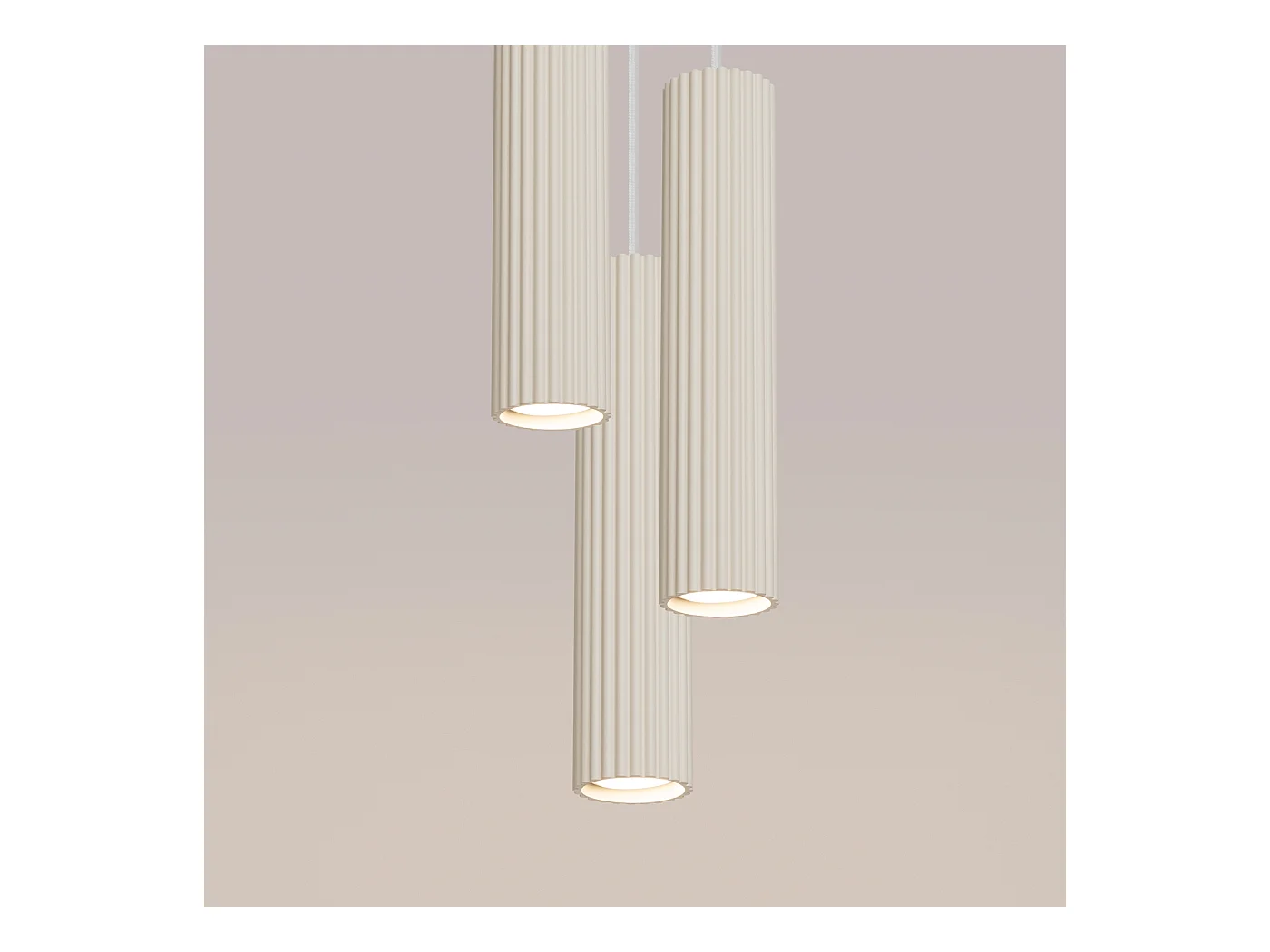 Hanglamp Gloow minimalistisch van  - 3 lichtbronnen 4000K - L.19,5 x H.108 cm - beige