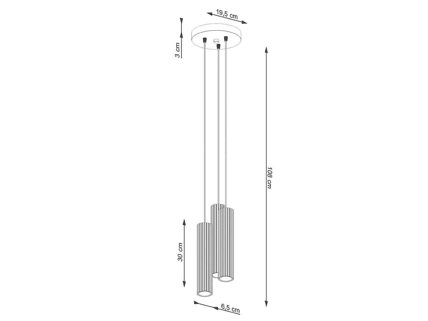 Lampa wisząca minimalistyczny Gloow, aluminium - 3 źródło światła 4000K - L.19.5 x H.108 cm - beżowy