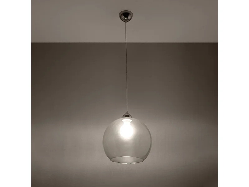 Lampes suspendues Esfera minimaliste en acier/verre - 1 sources lumineuses 3000K - L.30 x H.120 cm - transparent