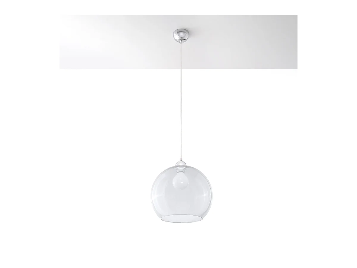 Lampes suspendues Esfera minimaliste en acier/verre - 1 sources lumineuses 3000K - L.30 x H.120 cm - transparent