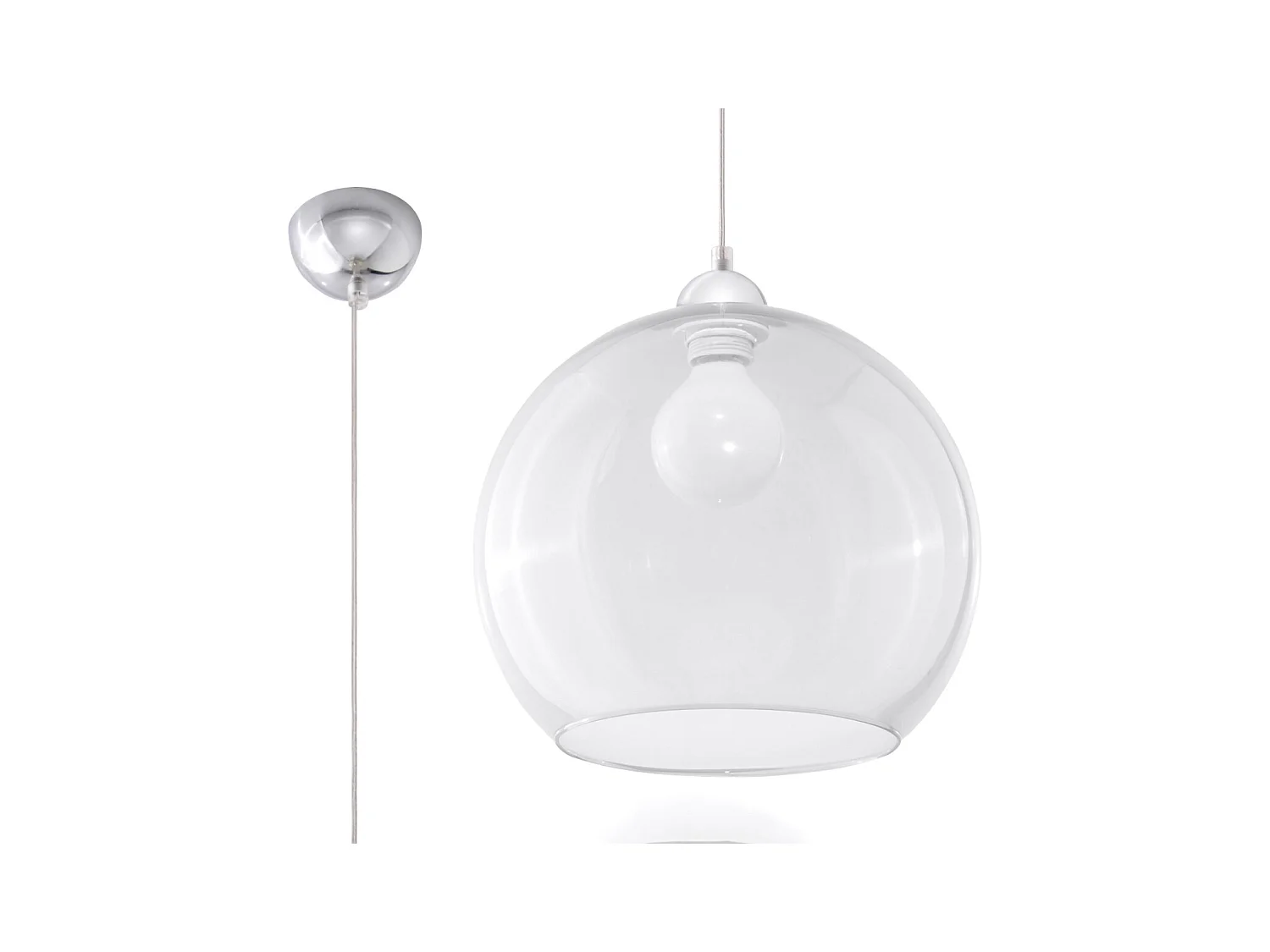 Lampes suspendues Esfera minimaliste en acier/verre - 1 sources lumineuses 3000K - L.30 x H.120 cm - transparent