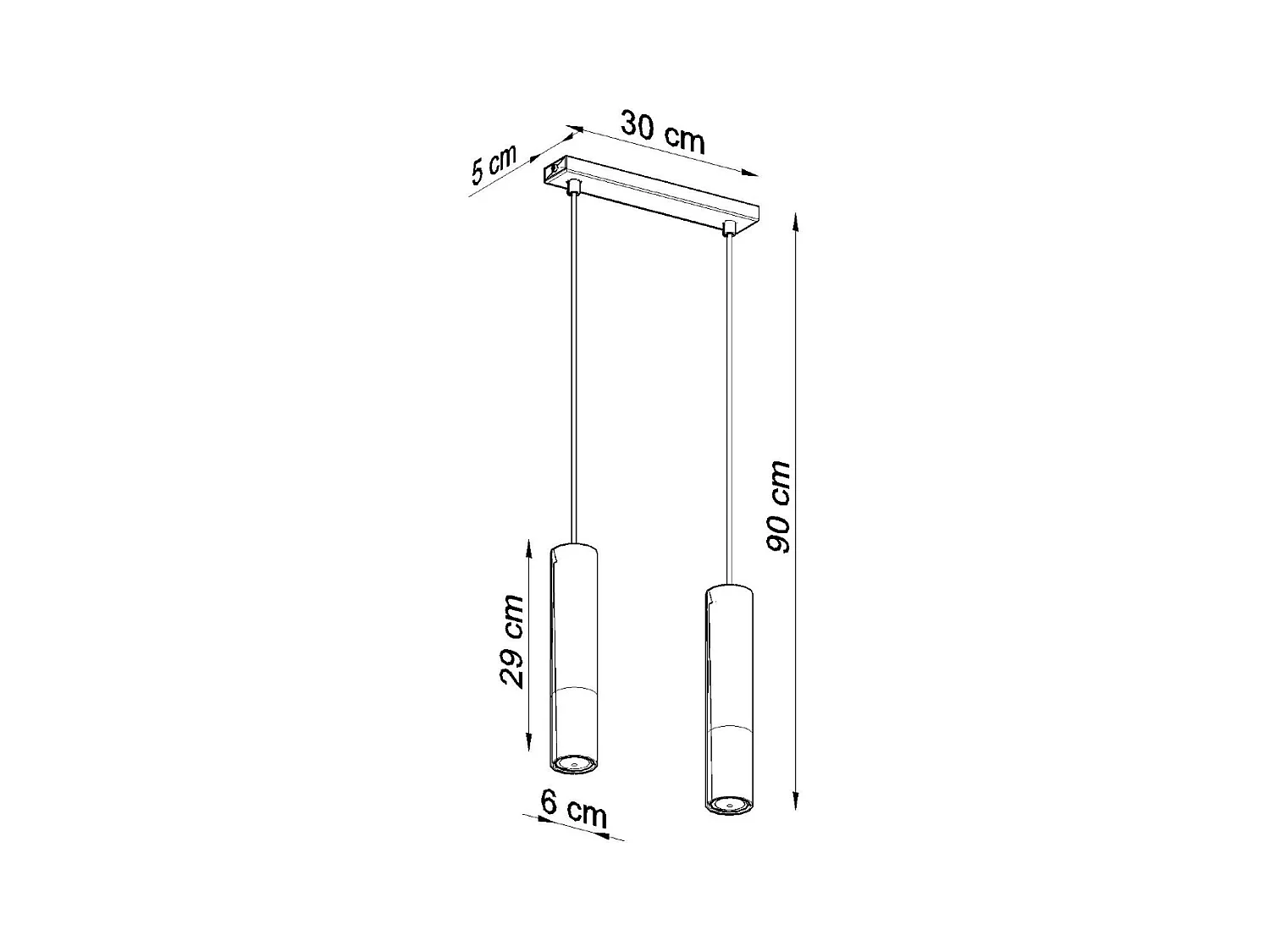 Lampy wiszące nowoczesny Zarpex, stal - 2 źródło światła 4000K - L.30 x H.90 cm - czarny/miedź