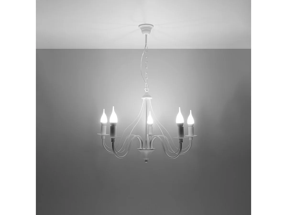 Lustres Vivow moderne en acier - 5 sources lumineuses 3000K - L.60 x H.80 cm - blanc