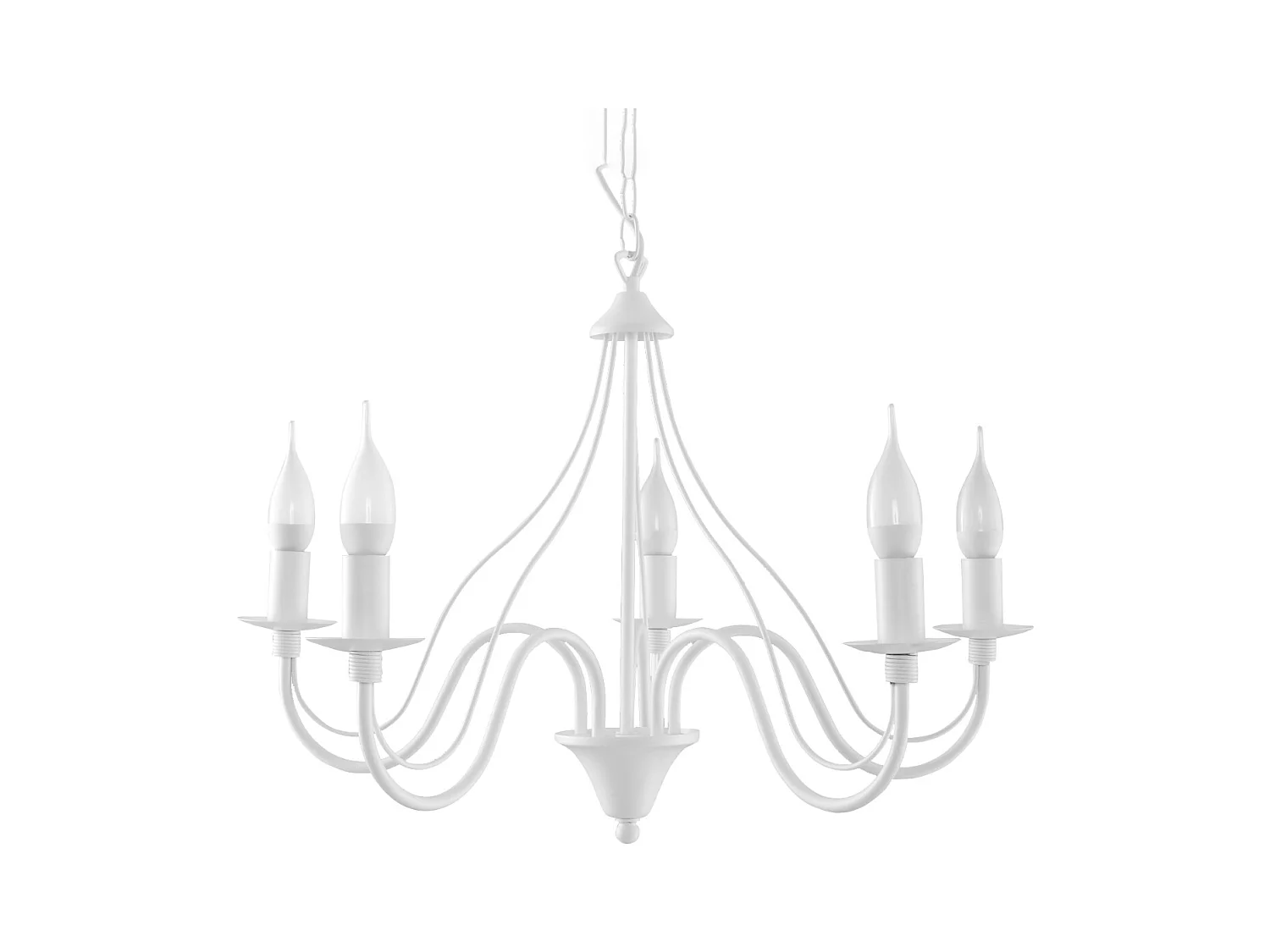 Lustres Vivow moderne en acier - 5 sources lumineuses 3000K - L.60 x H.80 cm - blanc