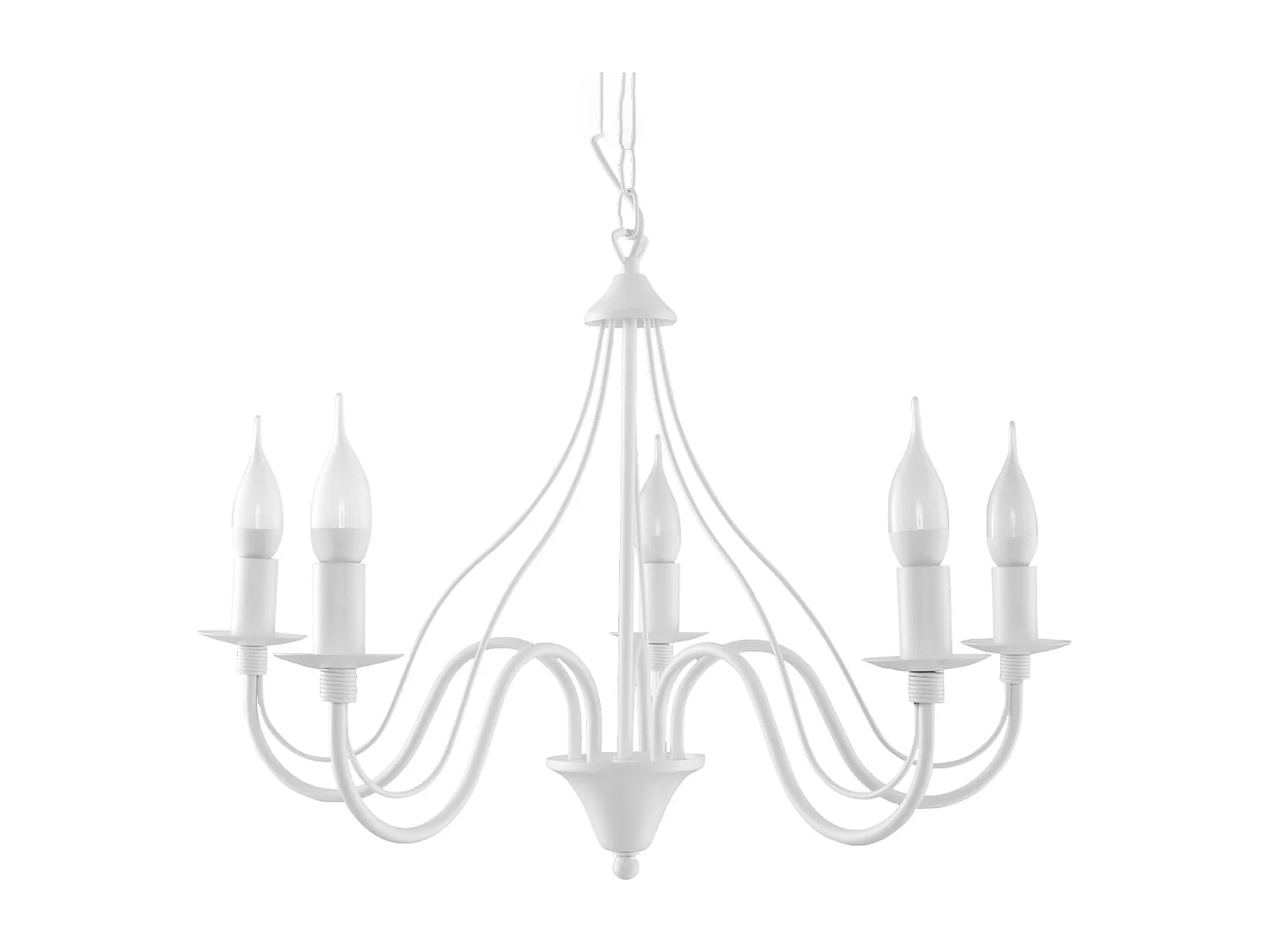 Lustres Vivow moderne en acier - 5 sources lumineuses 3000K - L.60 x H.80 cm - blanc