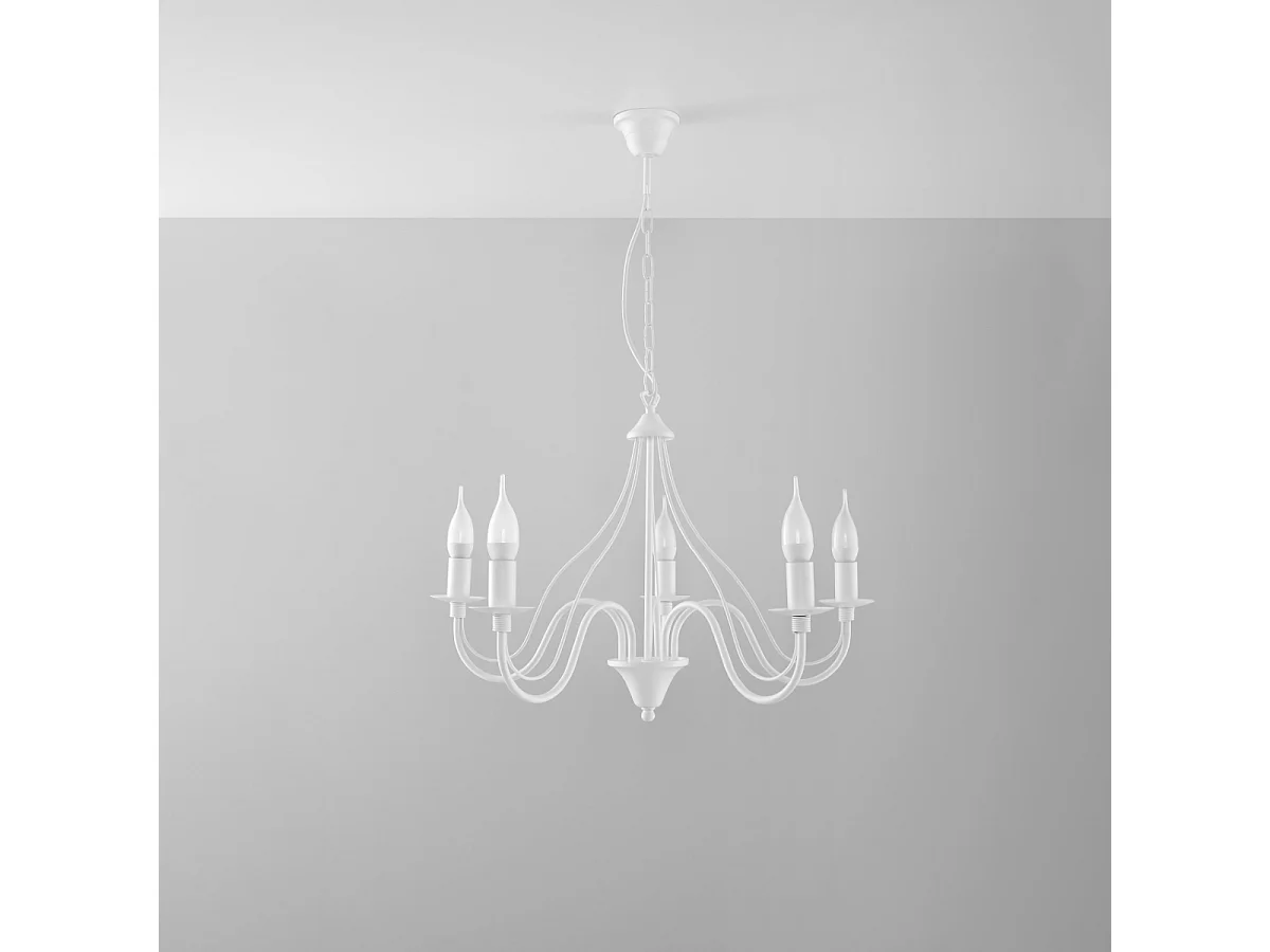 Candelabros Vivow moderno de acero - 5 fuentes luminosas 3000K - L.60 x A.80 cm - blanco