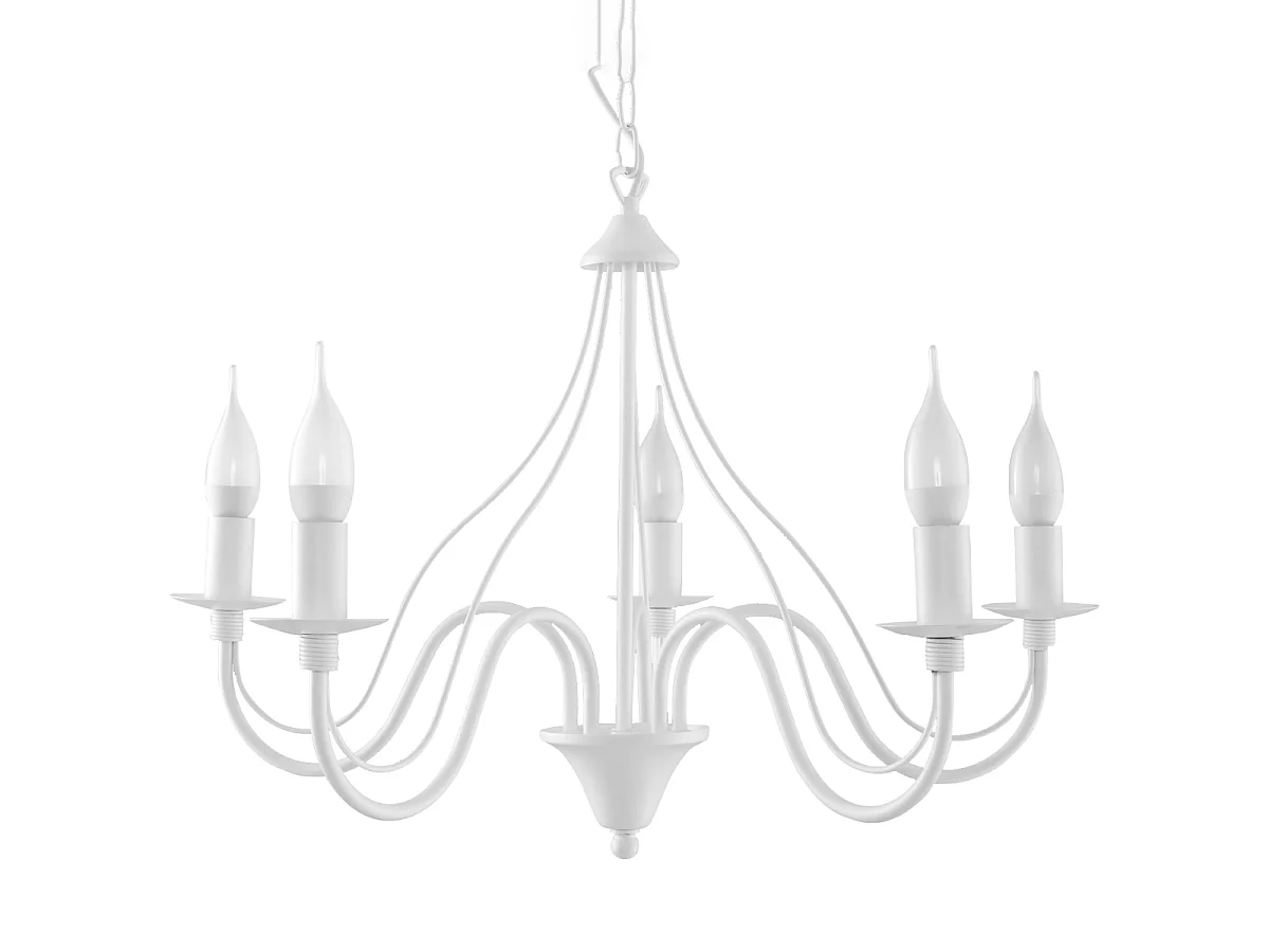 Candelabros Vivow moderno de acero - 5 fuentes luminosas 3000K - L.60 x A.80 cm - blanco