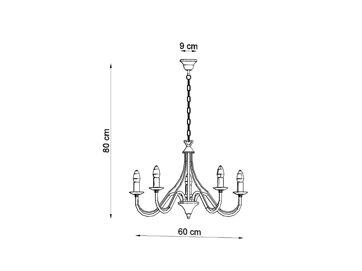 Candelabros Vivow moderno de acero - 5 fuentes luminosas 3000K - L.60 x A.80 cm - blanco