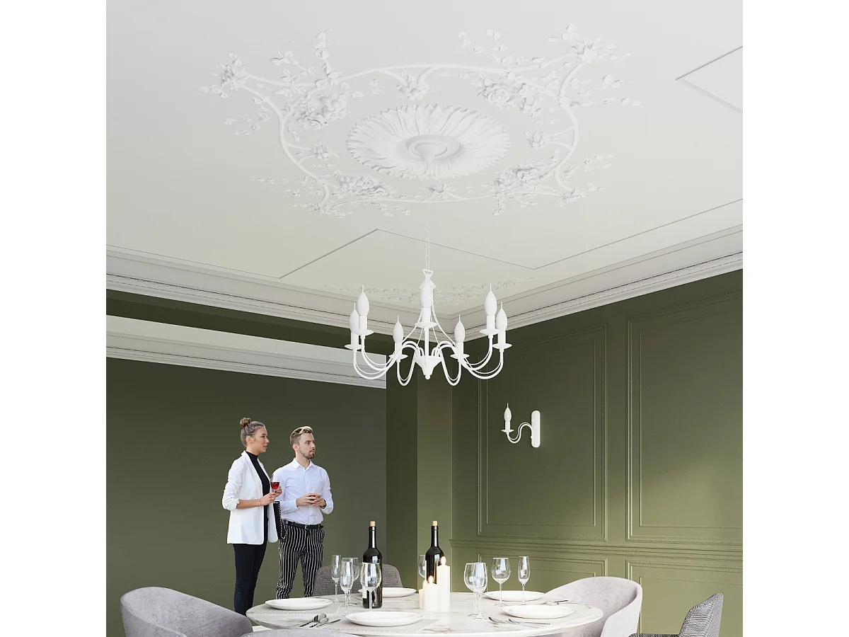 Candelabros Vivow moderno de acero - 5 fuentes luminosas 3000K - L.60 x A.80 cm - blanco