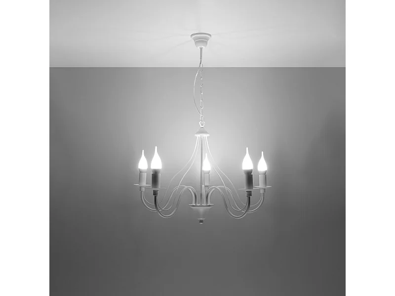 Kroonluchters Vivow modern van  - 5 lichtbronnen 3000K - L.60 x H.80 cm - wit