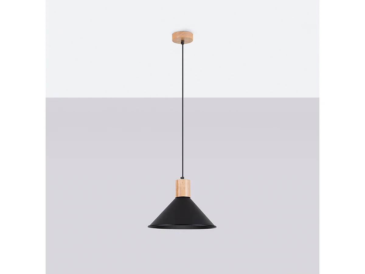 Lampes suspendues Zorra scandinave en acier - 1 sources lumineuses 3000K - L.30 x H.120 cm - noir