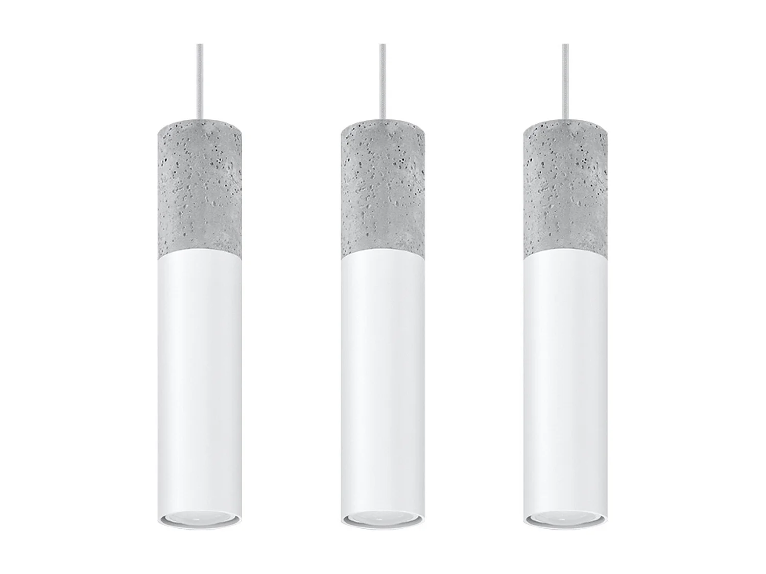 Lampes suspendues Lume moderne en acier/béton - 3 sources lumineuses 3000K - L.45 x H.90 cm - blanc/gris
