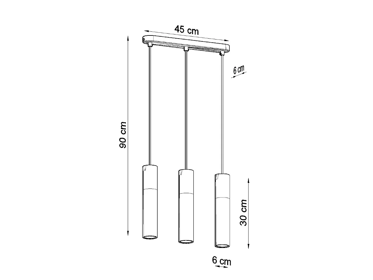 Lampes suspendues Lume moderne en acier/béton - 3 sources lumineuses 3000K - L.45 x H.90 cm - blanc/gris