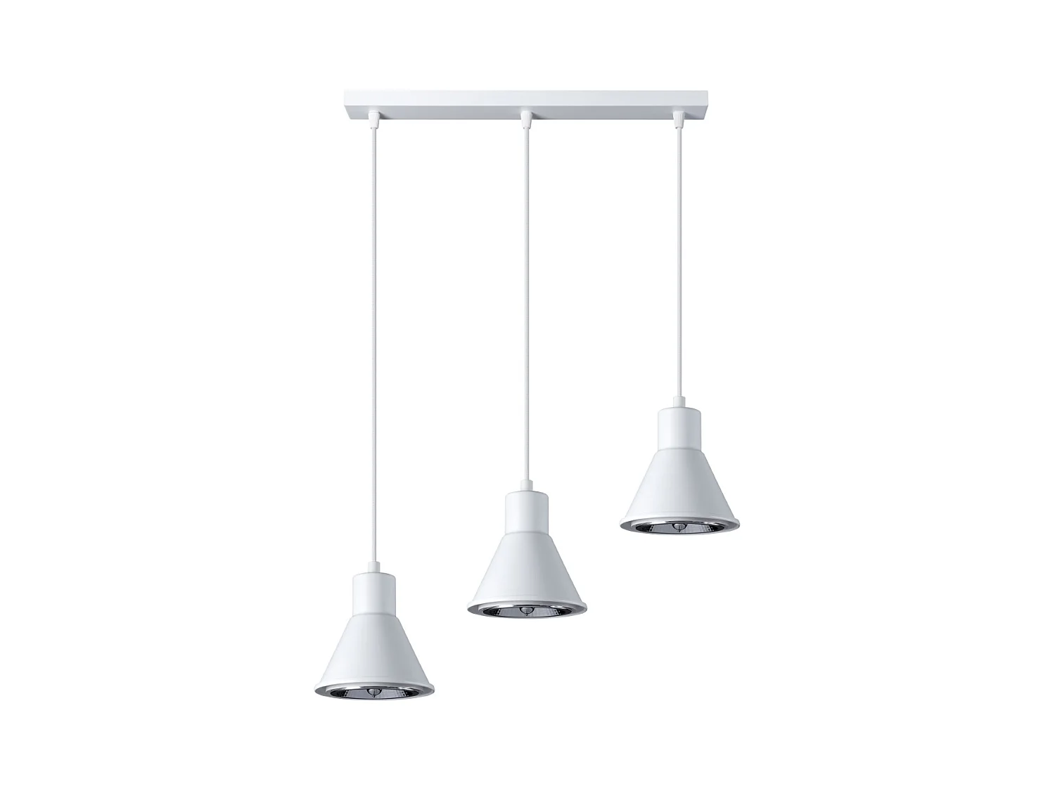 Hanglampen Zylata modern van  - 3 lichtbronnen 3000K - L.45 x H.120 cm - wit