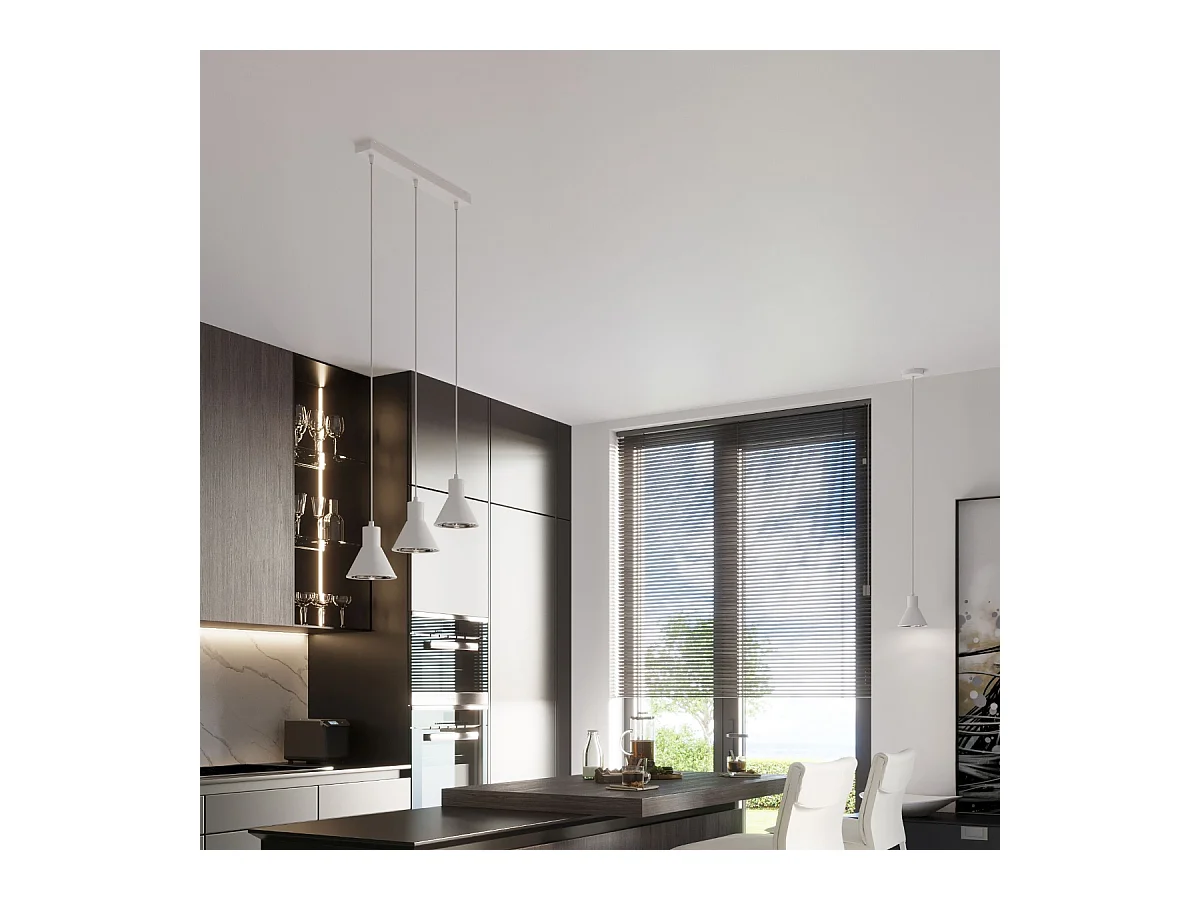 Hanglampen Zylata modern van  - 3 lichtbronnen 3000K - L.45 x H.120 cm - wit