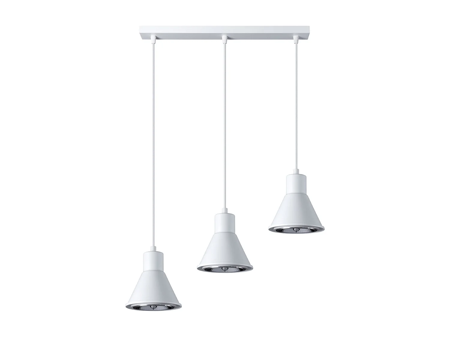 Lampes suspendues Zylata moderne en acier - 3 sources lumineuses 3000K - L.45 x H.120 cm - blanc