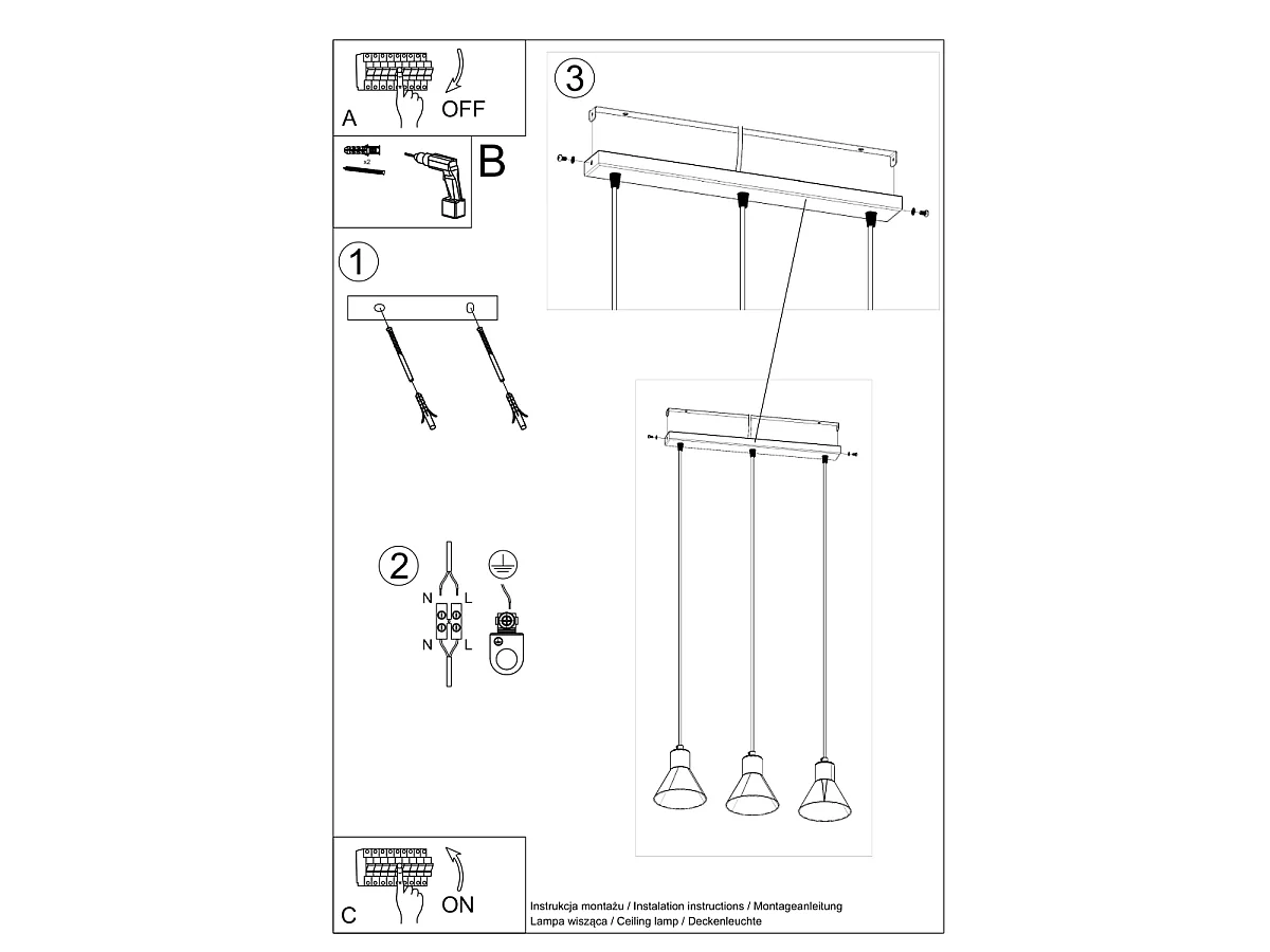 Pendelleuchten Zylata modern aus  Stahl - 3 lichtquellen 3000K - L.45 x H. cm - Weiß