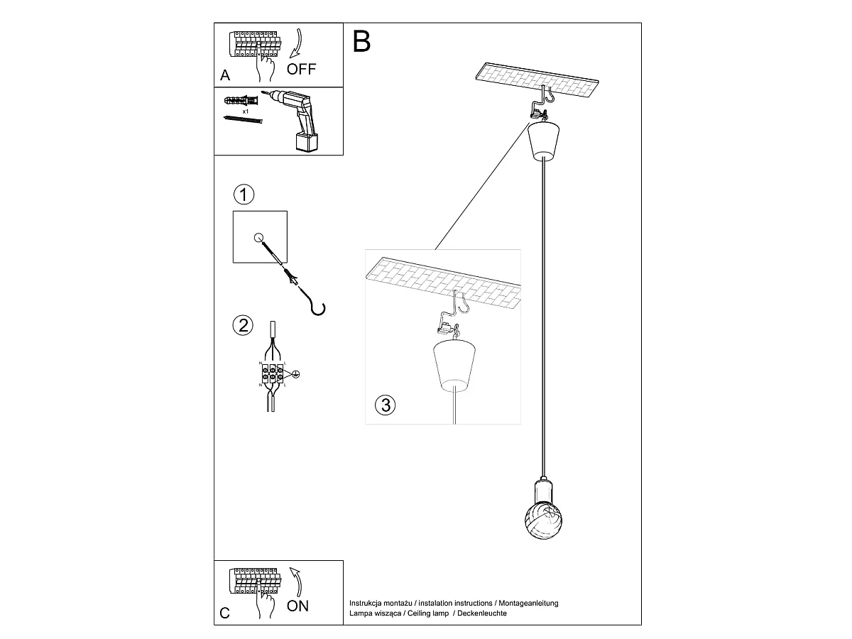 Lampes suspendues Astis moderne en PVC - 1 sources lumineuses 3000K - L.9 x H.90 cm - blanc