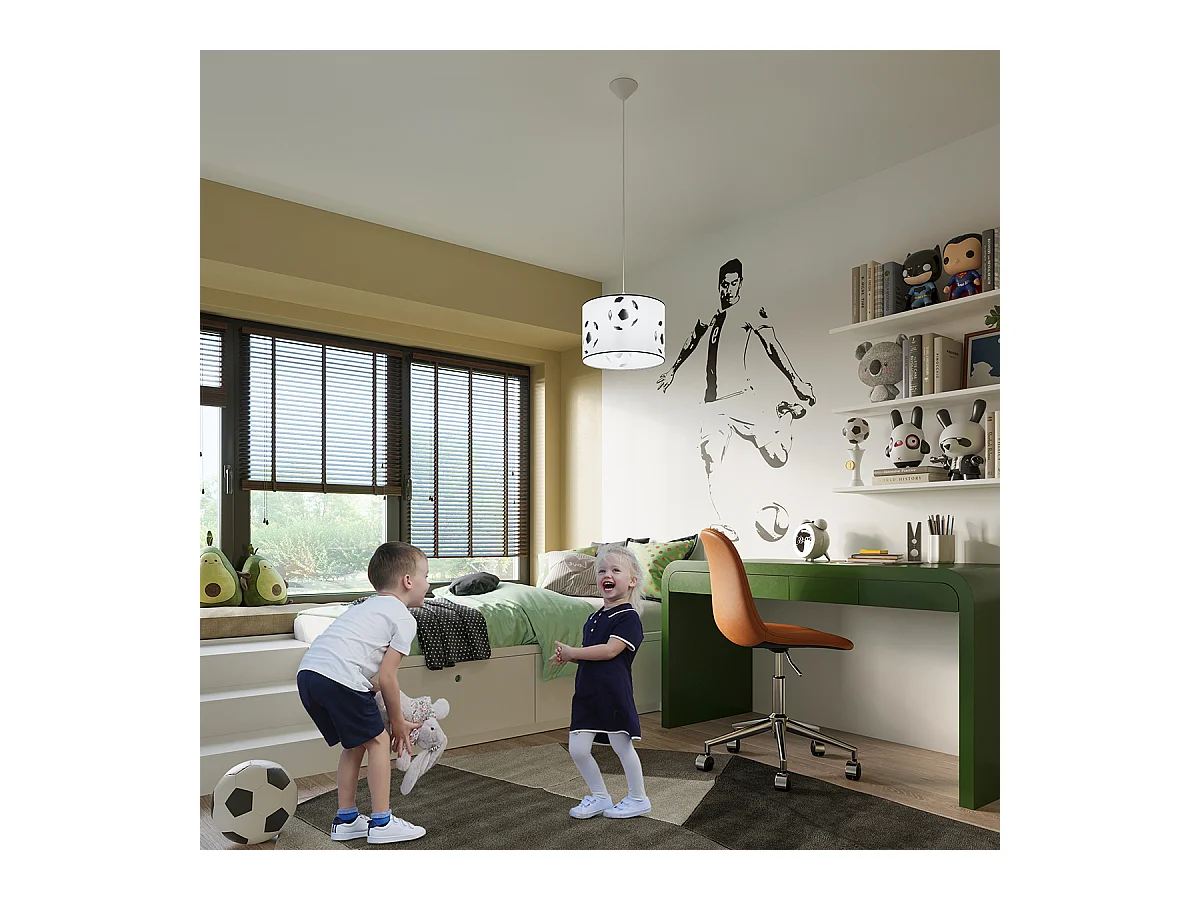 Lampes suspendues Calcio a moderne en PVC - 1 sources lumineuses 4000K - L.30 x H.82 cm - blanc noir