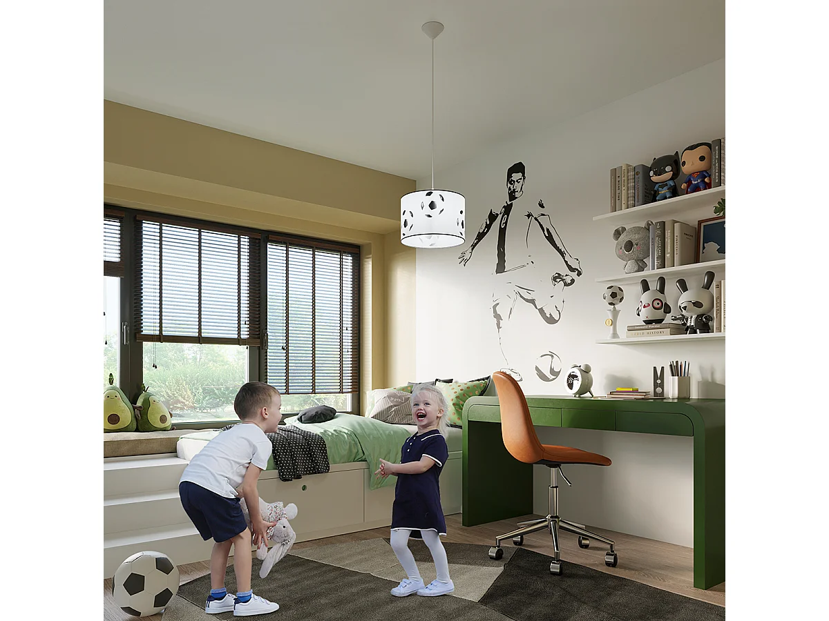 Lampes suspendues Calcio a moderne en PVC - 1 sources lumineuses 4000K - L.30 x H.82 cm - blanc noir