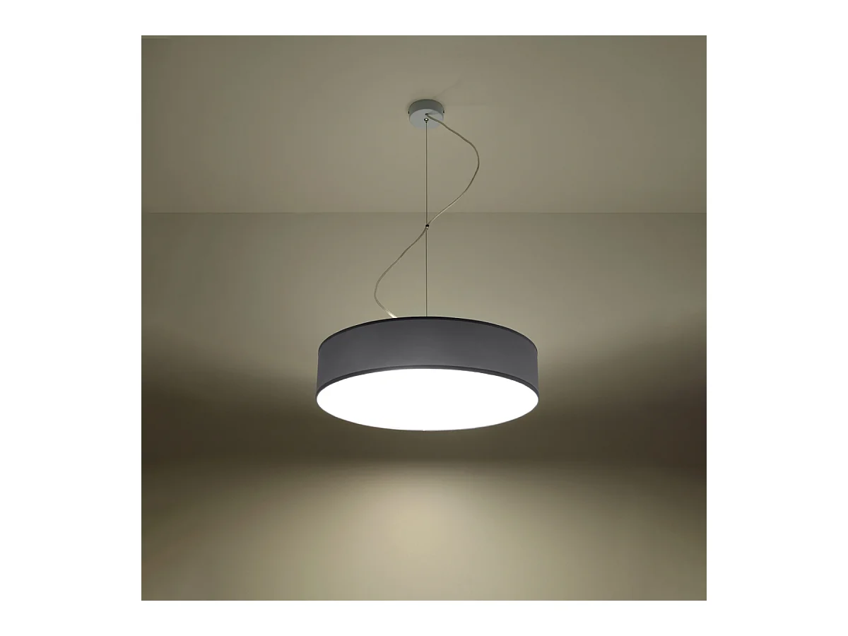 Lampes suspendues Cercle minimaliste en PVC - 3 sources lumineuses 3000K - L.45 x H.111 cm - gris