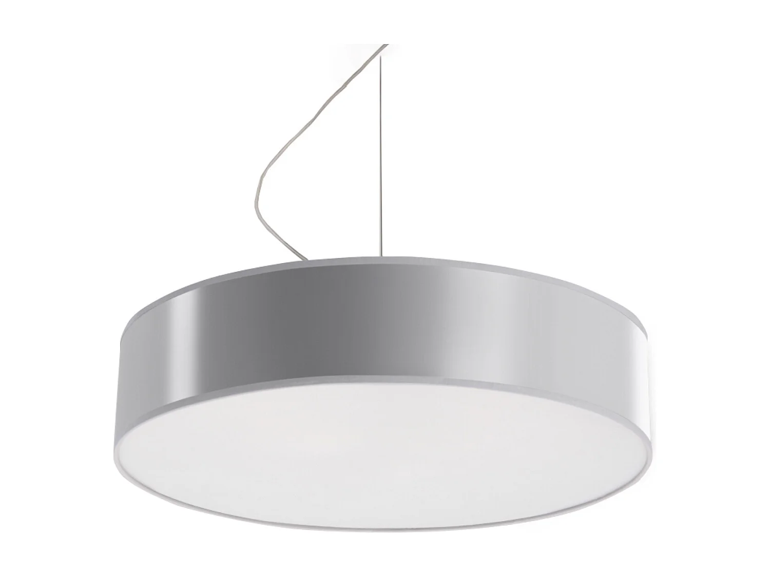 Lampes suspendues Cercle minimaliste en PVC - 3 sources lumineuses 3000K - L.45 x H.111 cm - gris