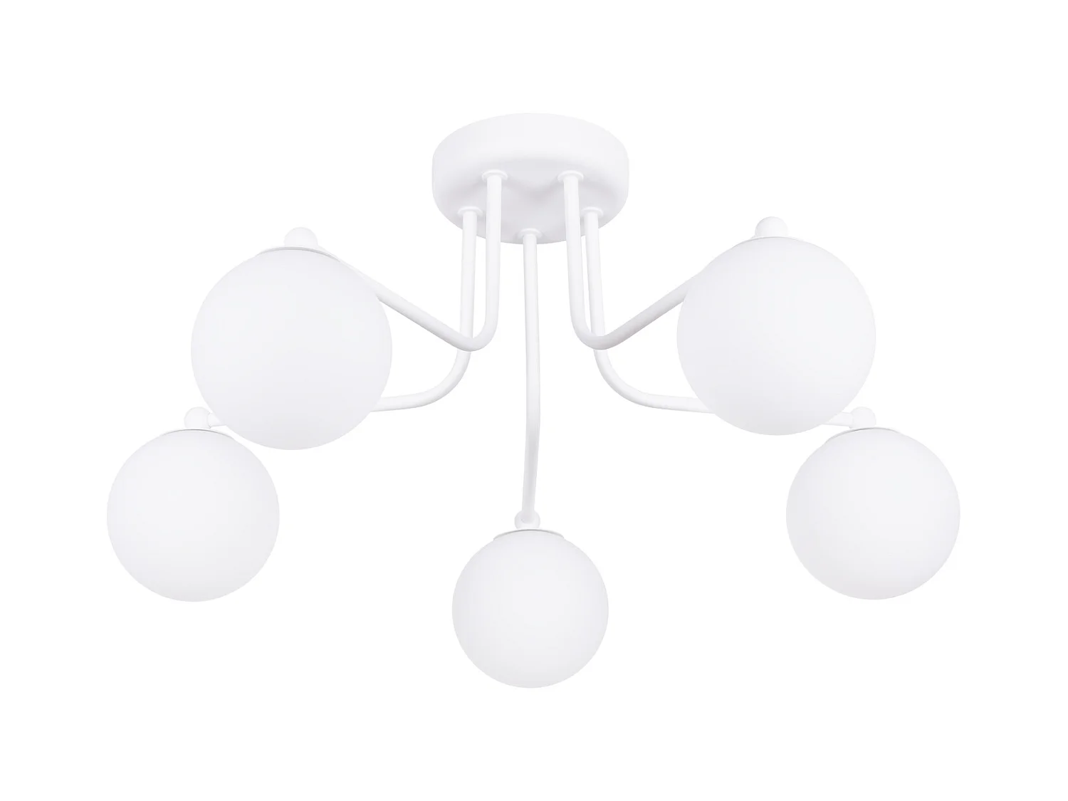 Lustre Bealy minimaliste en acier/verre - 5 sources lumineuses 4000K - L.58 x H.29 cm - blanc