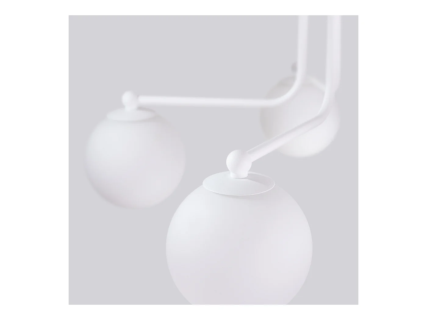 Lustre Bealy minimaliste en acier/verre - 5 sources lumineuses 4000K - L.58 x H.29 cm - blanc