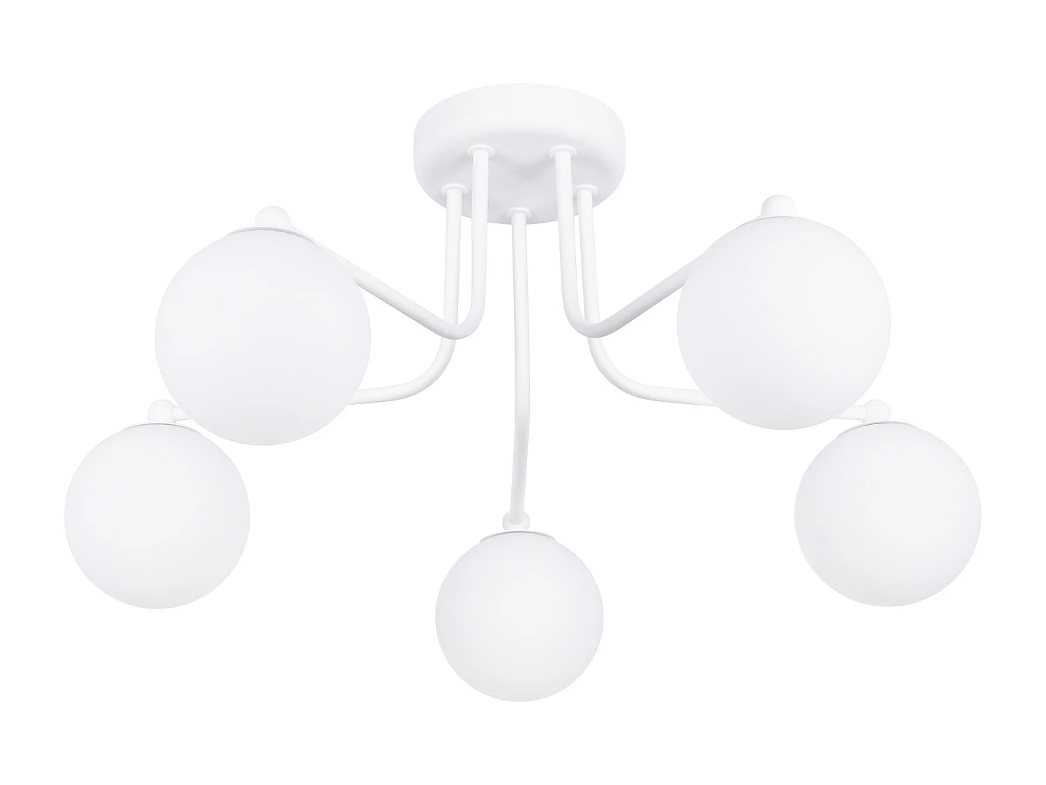 Lustre Bealy minimaliste en acier/verre - 5 sources lumineuses 4000K - L.58 x H.29 cm - blanc