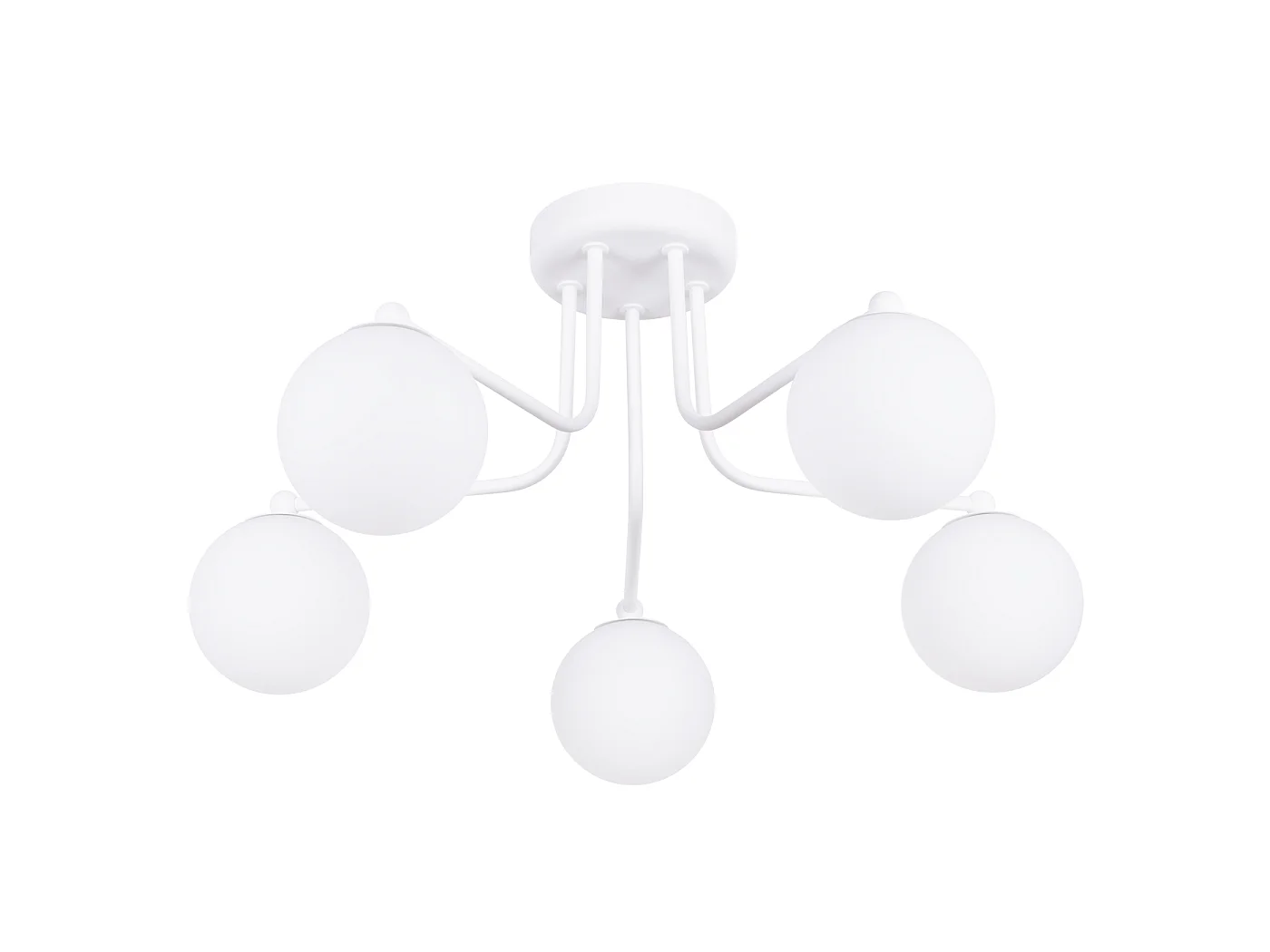 Lustre Bealy minimalista, aço/vidro - 5 fontes de luz 4000K - L.58 x H.29 cm - branco