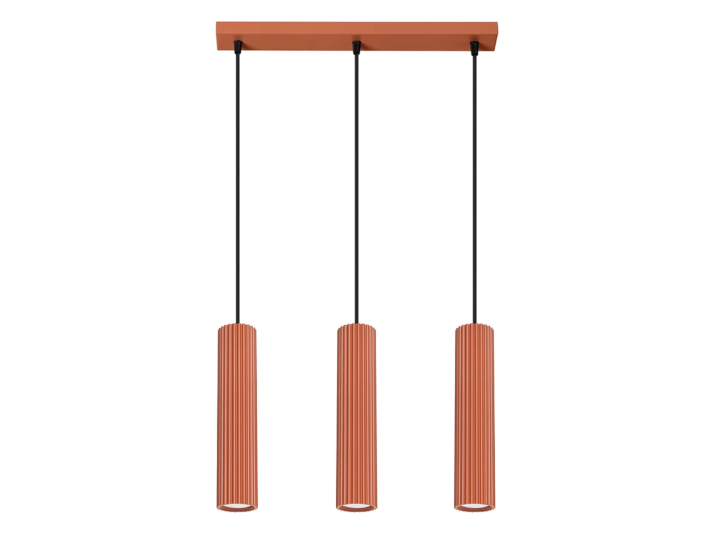 Lampa wisząca minimalistyczny Gloow, aluminium - 3 źródło światła 3000K - L.45 x H.98 cm - ochra czerwona