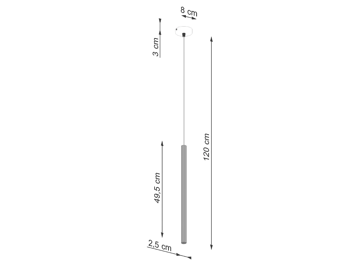 Lampy wiszące nowoczesny Elara, stal - 1 źródło światła 4000K - L.8 x H.120 cm - biały