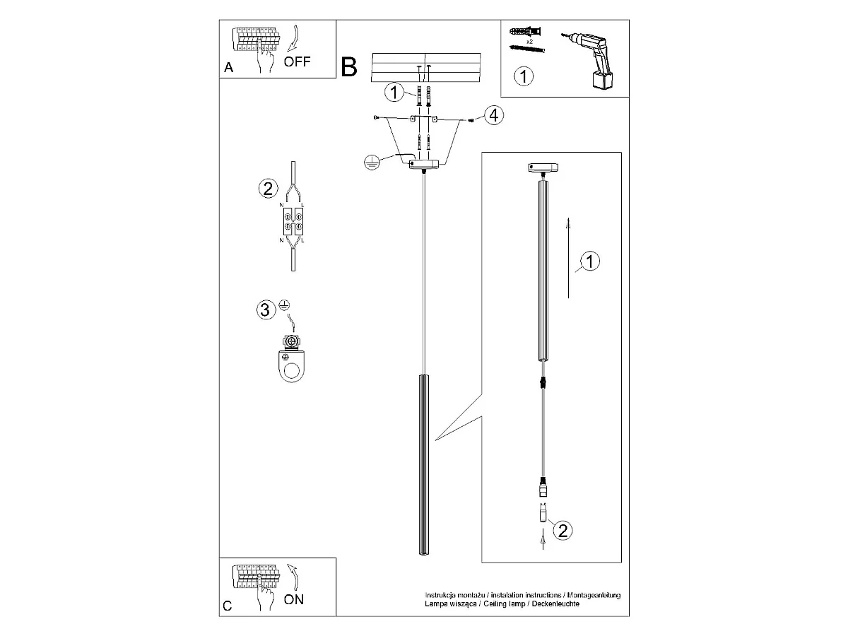 Lampy wiszące nowoczesny Elara, stal - 1 źródło światła 4000K - L.8 x H.120 cm - biały