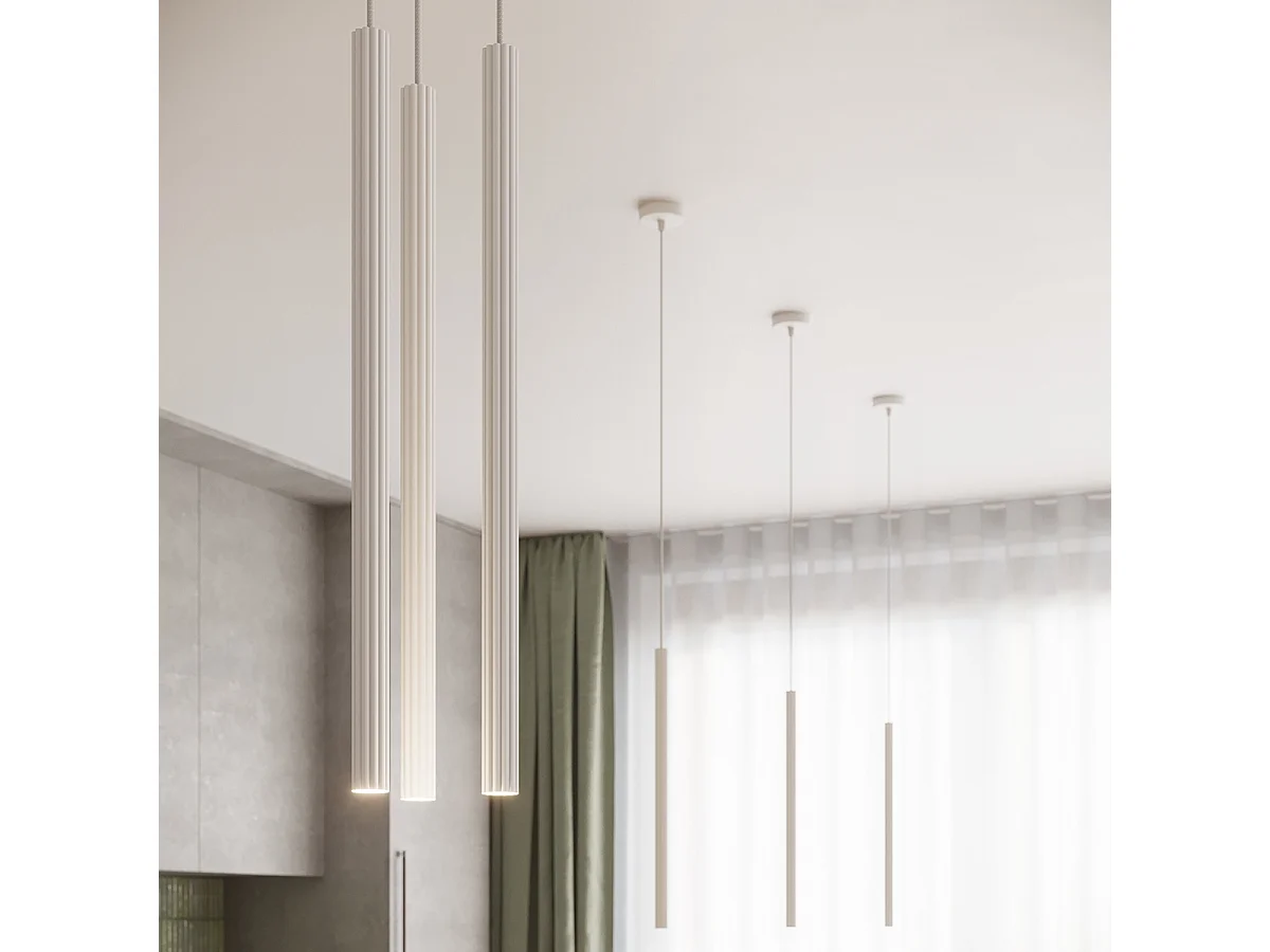 Lampy wiszące nowoczesny Elara, stal - 1 źródło światła 4000K - L.8 x H.120 cm - biały