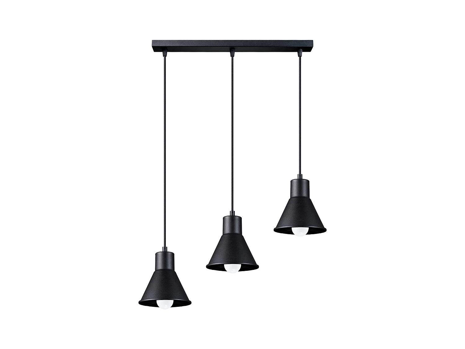 Lampy wiszące nowoczesny Faldura, stal - 3 źródło światła 3000K - L.45 x H.120 cm - czarny