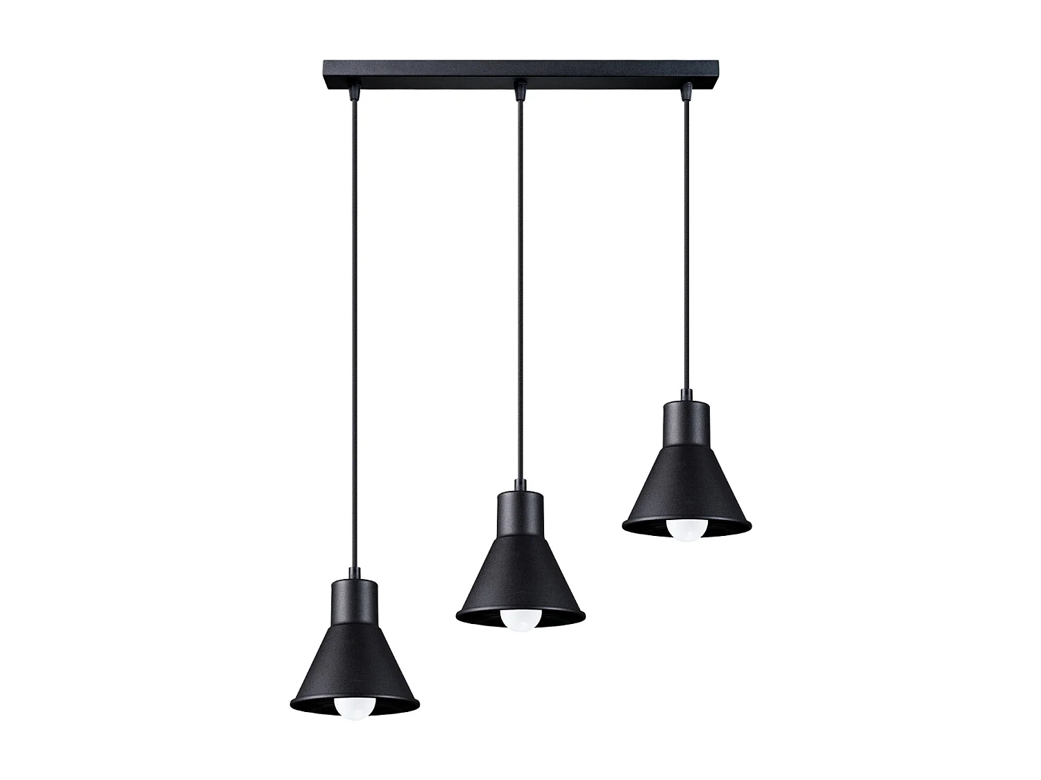 Lampes suspendues Faldura moderne en acier - 3 sources lumineuses 3000K - L.45 x H.120 cm - noir
