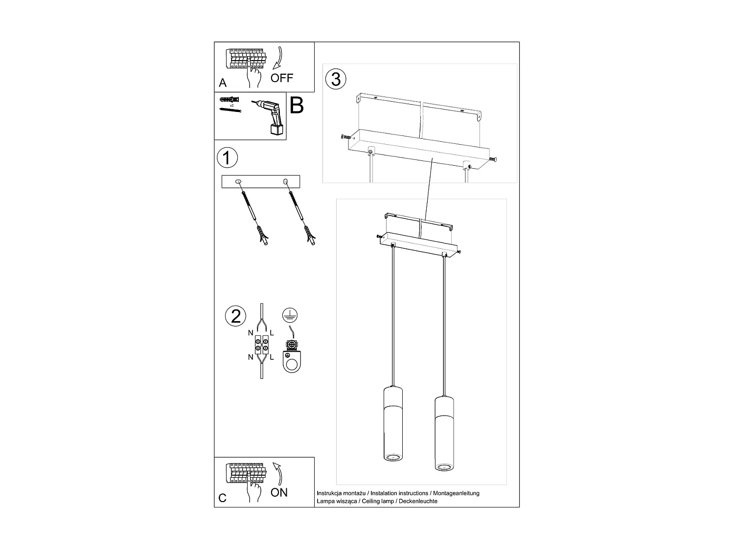 Lampes suspendues Avier industriel en betoNon applicablerewno - 2 sources lumineuses 3000K - L.30 x H.120 cm - gris/bois naturel