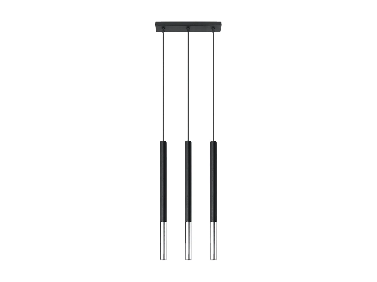Lampes suspendues Flar moderne en acier - 3 sources lumineuses 3000K - L.30 x H.90 cm - noir/chromé
