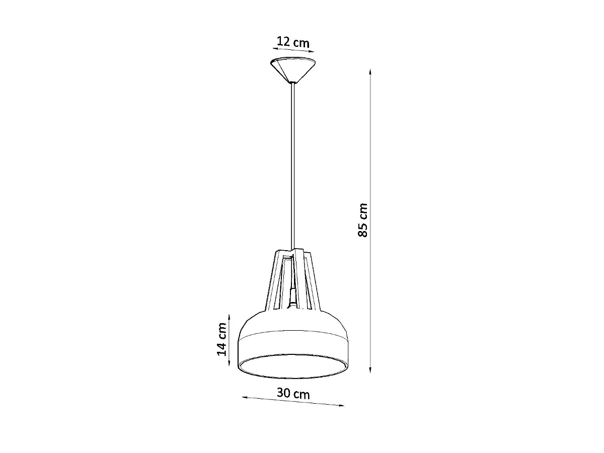 Hanglampen Solivo modern van  - 1 lichtbronnen 3000K - L.30 x H.85 cm - zwart/natuurlijk hout