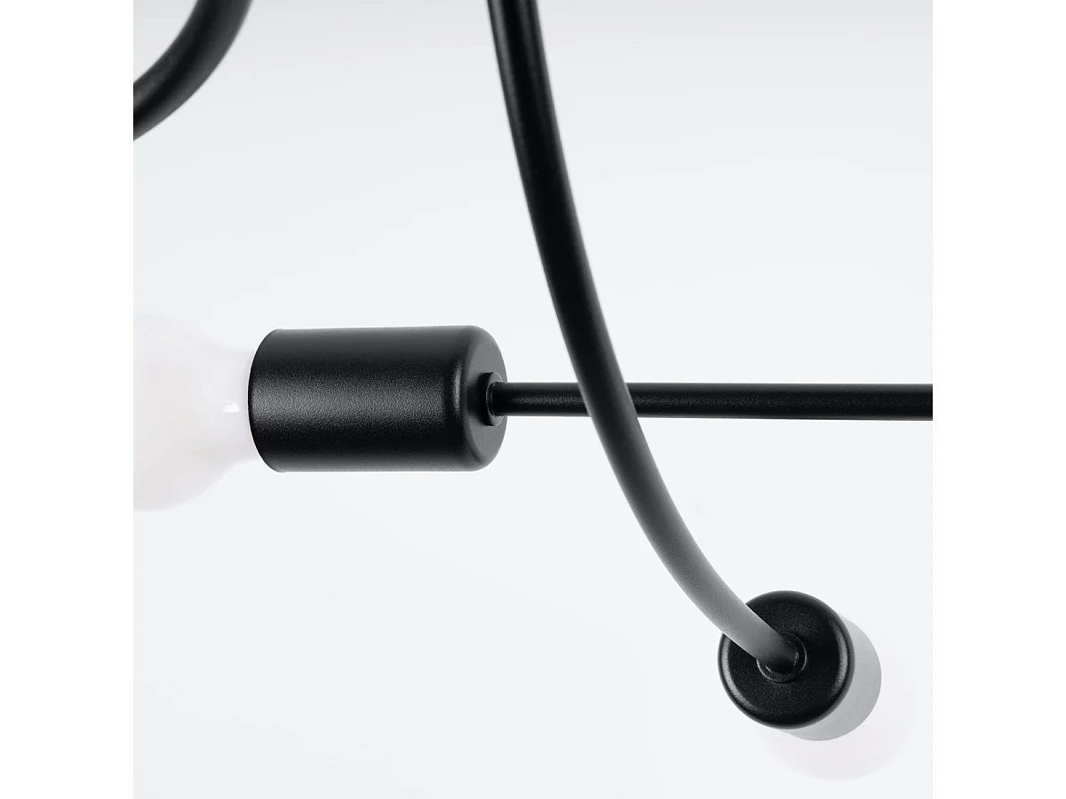 Lustres Varilex industriel en acier - 6 sources lumineuses 3000K - L.69 x H.29 cm - noir