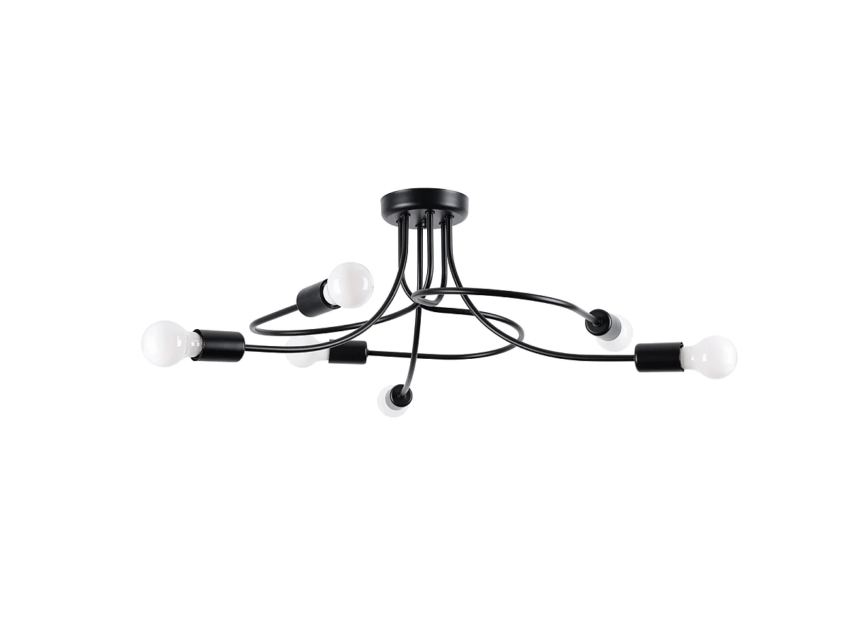 Lustres Varilex industrial, aço - 6 fontes de luz 3000K - L.69 x H.29 cm - preto